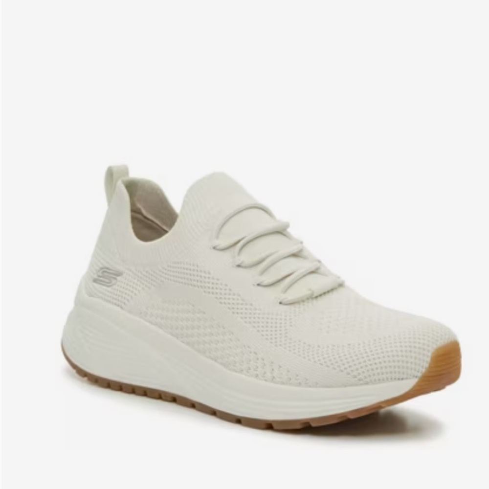 Skechers Women's Cream Knit Slip-On Sneakers with Gum Sole